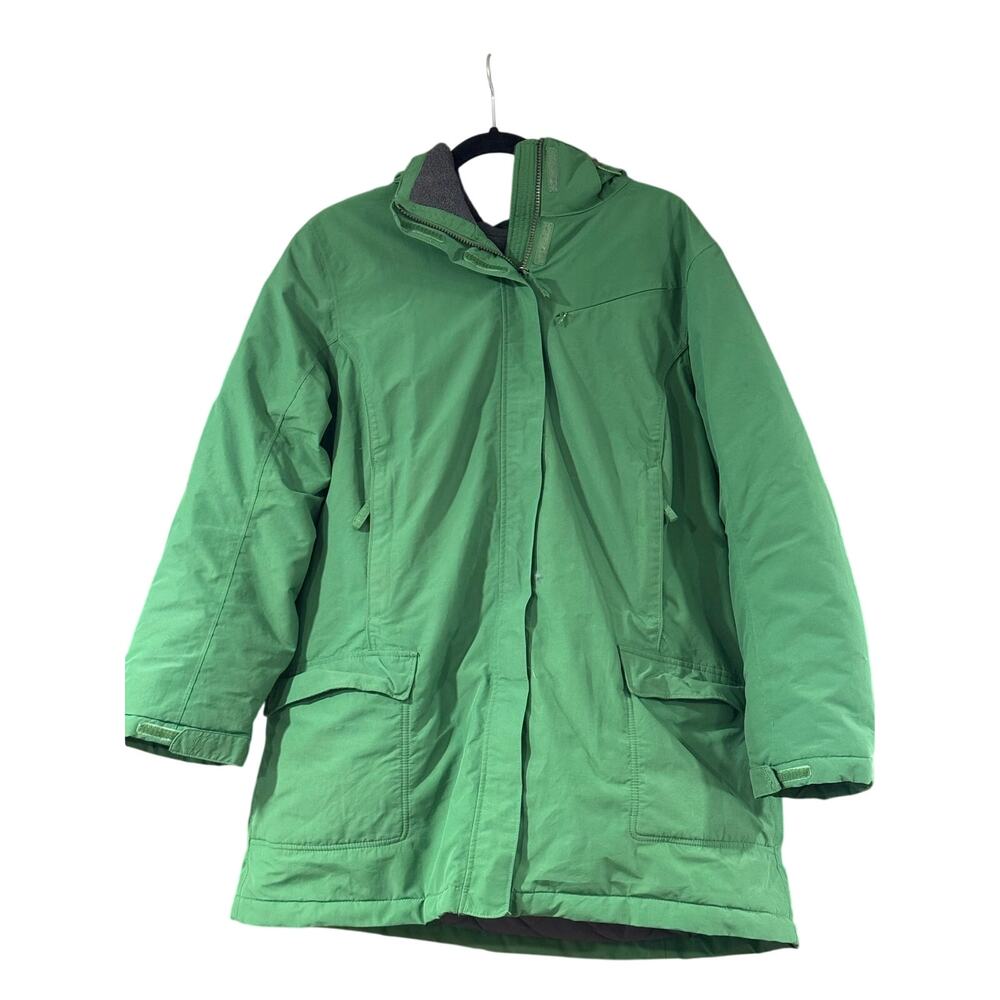 Lands’ End Squall Coat Women 1X 16W-18W Green Hooded Fleece Lined Winter Parka